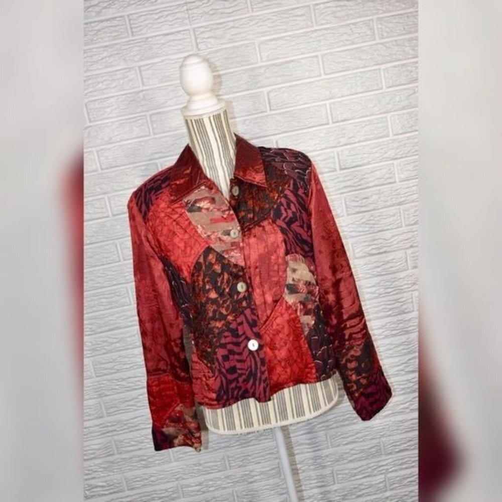 Vintage 80s Yak Magik Burgundy Patchwork Jacket